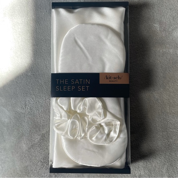 Kitsch Bedding Kitsch Satin Sleep Set 3 Pillow Case Eye Mask And Scrunchie In Ivory Poshmark